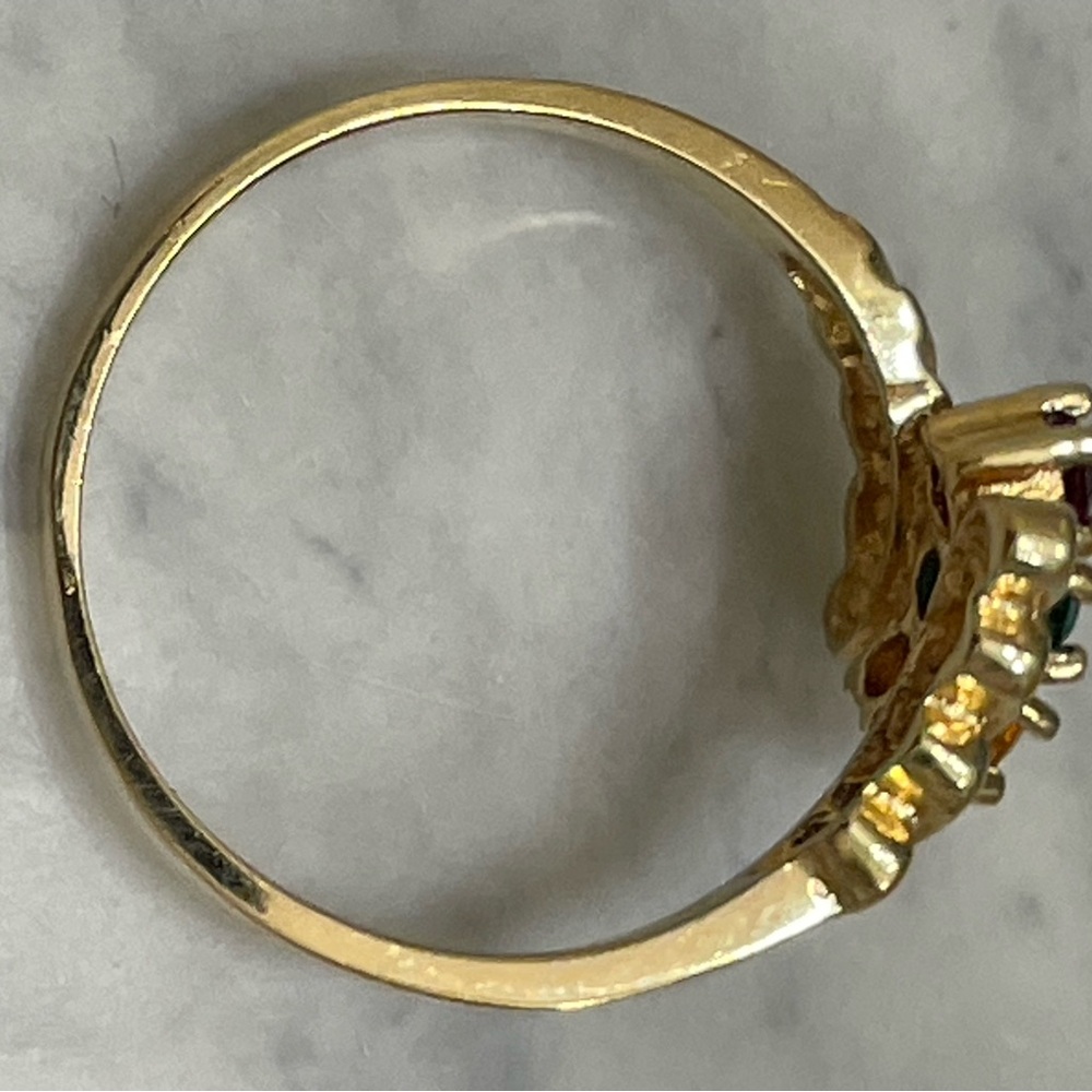Vintage Gold Plated Multicolor Crystal Ring Size 7 Dainty birthstone Band - Picture 5 of 12